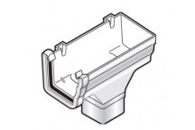 Floplast Niagara Ogee RON3W RH Stopend Outlet 65mm Square White