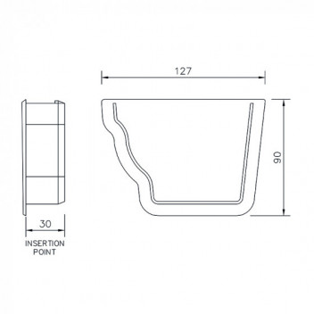 Floplast Niagara Ogee REN3W LH Int Stopend White