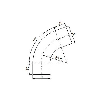 Lindab BK7087 70D Conical Pipe Bend 87mm Black