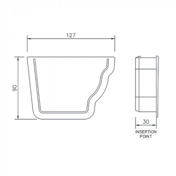 Floplast Niagara Ogee REN4W RH Int Stopend White