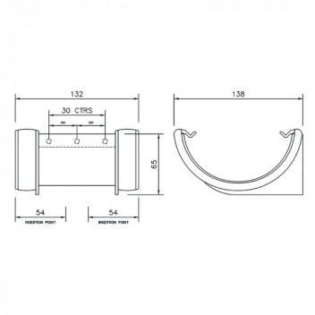 Floplast CI Style RU1CI 112mm HR Union Bracket Black