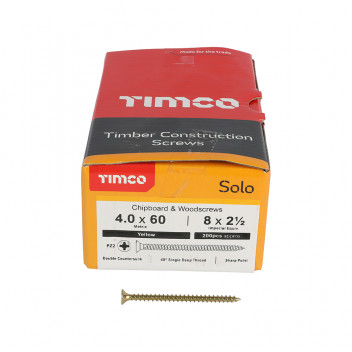 TIMco 40060SOLOC Solo Woodscrew CSK PZ2 No.8 x 2 1/2in ZYP (200)