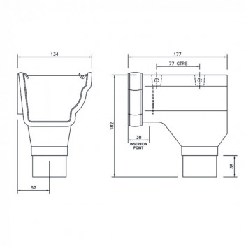 Floplast Niagara Ogee RON3W RH Stopend Outlet 65mm Square White