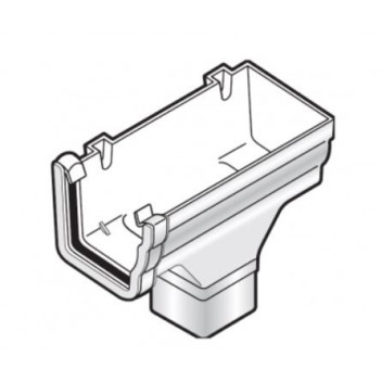 Floplast Niagara Ogee RON3W RH Stopend Outlet 65mm Square White