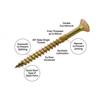 Forgefix SPE560Y Yellow Zinc Spectre Woodscrew 5.0 x 60mm ZYP (100)