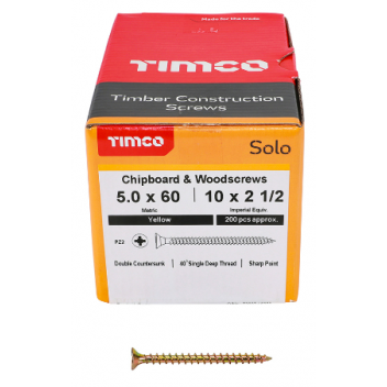 TIMco 50100SOLOC Solo Woodscrew CSK PZ2 No.10 x 4in ZYP (100)