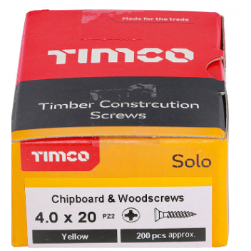 TIMco 40020SOLOC Solo Woodscrew CSK PZ2 No.8 x 3/4in ZYP (200)