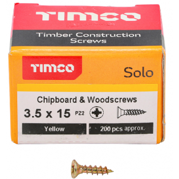 TIMco 35015SOLOC Solo Woodscrew CSK PZ2 No.6 x 5/8in ZYP (200)