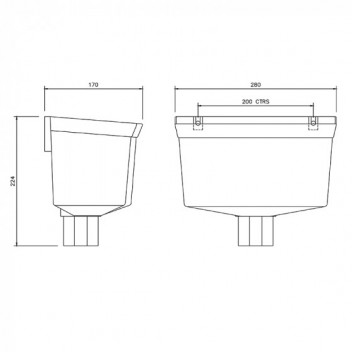 Floplast Rainwater RH1CI Universal Hopper 65/68mm CI Black