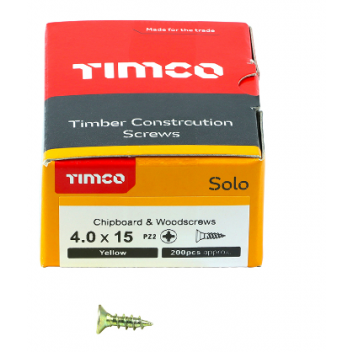 TIMco 40015SOLOC Solo Woodscrew CSK PZ2 No.8 x 5/8in ZYP (200)