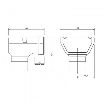 Floplast Squareline ROS2B 114mm Stopend Outlet Black