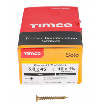 TIMco 50045SOLOC Solo Woodscrew CSK PZ2 No.10 x 1 3/4in ZYP (200)