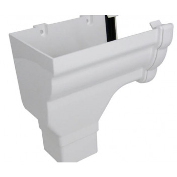 Floplast Niagara Ogee RON2W LH Stopend Outlet 65mm Square White