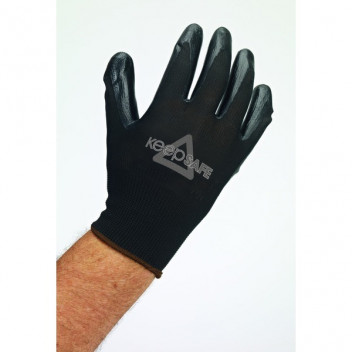 KeepSAFE 671434000 Nitrile Work Gloves Size 9 Black
