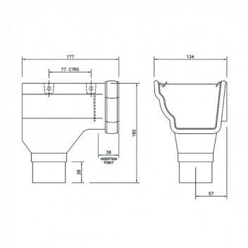 Floplast Niagara Ogee RON2W LH Stopend Outlet 65mm Square White