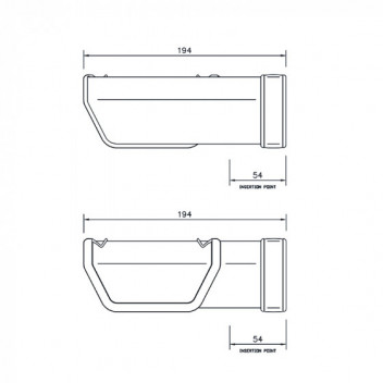 Floplast Squareline RAS1B 114mm 90D Angle Black