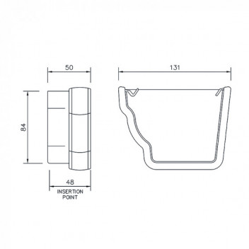 Floplast Niagara Ogee REN1W LH Ext Stopend White