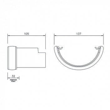 Floplast Half Round RD5B 112mm HR to Cast Iron HR Black