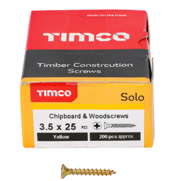 TIMco 35025SOLOC Solo Woodscrew CSK PZ2 No.6 x 1in ZYP (200)