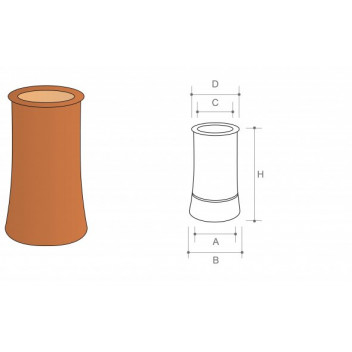 Redbank Clay Tapered Roll Top Pot 600mm