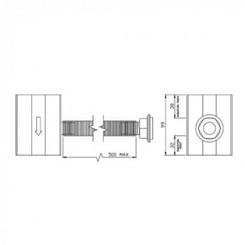 Floplast Rainwater RVS1B 65mm Square / 68mm Round Diverter Black