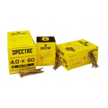 Forgefix SPE560Y Yellow Zinc Spectre Woodscrew 5.0 x 60mm ZYP (100)