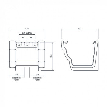 Floplast Niagara Ogee RUN1B Union Bracket Black