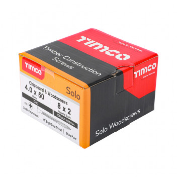 TIMco 40050SOLOZ Solo Woodscrew CSK PZ2 No.8 x 2in BZP (200)