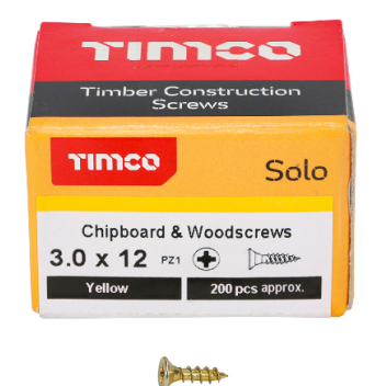 TIMco 40020SOLOZ Solo Woodscrew CSK PZ2 No.8 x 3/4in BZP (200)