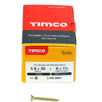 TIMco 35030SOLOC Solo Woodscrew CSK PZ2 No.6 x 1 1/4in ZYP (200)