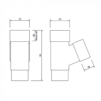 Floplast Rainwater RYS1B 65mm Square 67D Branch Black