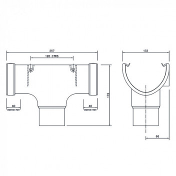 Floplast Hi-Cap ROH4B Running Outlet 80mm Black